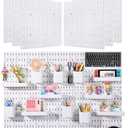 Pegboard Wall Organizer, 6-Pack 11"X11" White Peg Board With 48 Pcs Accessories, Multi-Surface Storage Solution for Garage, Office, Kitchen, Workshop and Gaming Room Organization