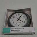 La Crosse Clock 433-3020 8-inch Indoor/Outdoor Sage Green Quartz Wall Clock with Temperature