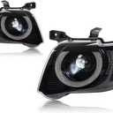 Pair Black LED Halo Headlights Fit 2006-2010 Ford Explorer