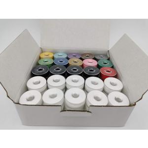 DOUBLELIN MPM-40S2 Prewound Bobbins, Size M, 13 Colors, 75 pcs | 13-color Size M plastic-sided, 40S/2 #60/34WT thread for color-match quilting; Compatible with Handi Quilter, Gammill, APQS