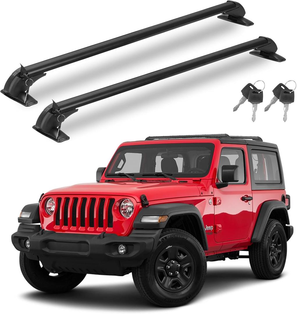 2PCS Universal Car Roof Rack Cross Bars with Anti-Theft Lock, 43 Inch Aluminum Alloy Fits Distance Between Rain Grooves 42.91-44.88 Inch, 330 lbs Load Capacity forKayaks Cargo & Luggage Bikes