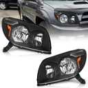 WEELMOTO Headlights for 2003 2004 2005 Toyota 4Runner, Compatible With 03 04 05 Toyota 4Runner Limited SR5 Sport Halogen Headlight Assembly, Black Housing Amber Reflector L+R