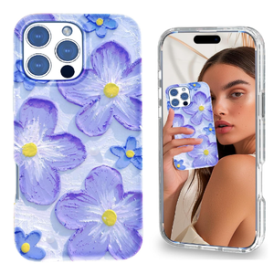 Magnetic for iPhone 16 Pro Case Cute for Women Girls, Home Button Stickers,[Drop Protection] with Slim Colorful Flowers Heart Oil Painting Girly Phone Case for iPhone 16 Pro