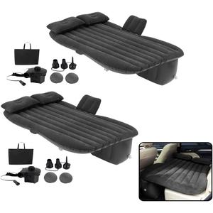 VaygWay Inflatable Car Air Mattress 2 Pk Air Bed with Pump Kit Portable Back Seat Travel Air Mattress Camping Vacation Blow up Bed Cushion - Sleeping Pad with 2 Pillows - Universal Car SUV Truck