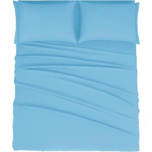 Mejoroom Queen Size Sheet Set - Hotel Luxury 1800 Bedding Sheets & Pillowcases - Deep Pocket Fitted Sheet, Soft, Breathable, Wrinkle & Fade Resistant - 4 Piece (Queen, Denim Blue)