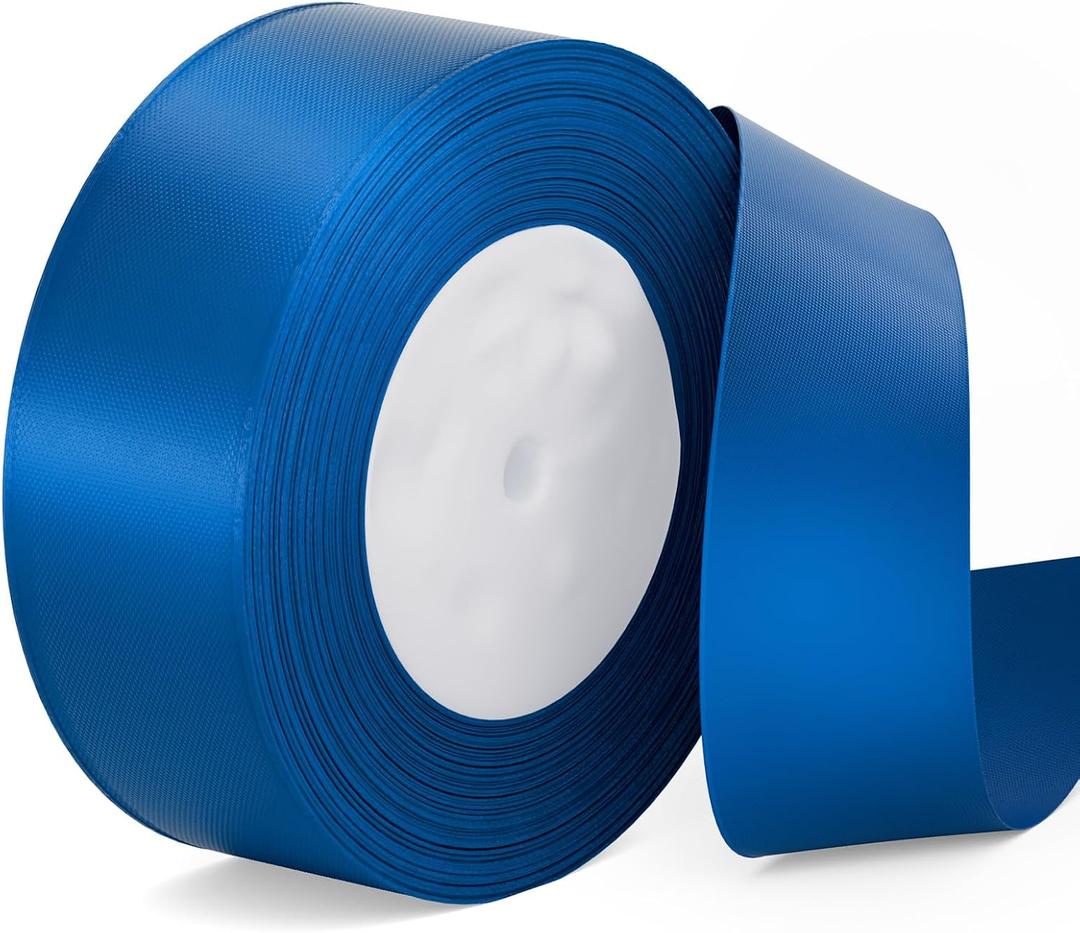 3 x Blue Ribbon 1-1/2 inch Royal Blue Satin Fabric Ribbon 50 Yards for Craft Wrapping Flower Bouquet Hair Bow Making Wedding Invitations Party Decoration