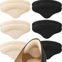 6 Pairs Heel Pads Heel Grips Liner for Loose Shoes, Heel Cushion Pads Heel Inserts for Shoe Too Big Men Women- Ultra Soothing Heel Protectors for Heel Pain, Heel Slipping, Blisters, Friction (Black,Beige)