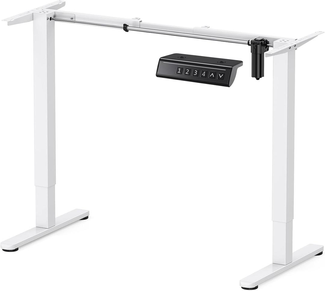 ErGear Electric Standing Desk Legs, 4 Memory Height Settings Height Adjustable Desk Frame, Sit Stand Table Legs Up to 47.2", Ergonomic Stand up Converter Base Workstation, White Frame Only