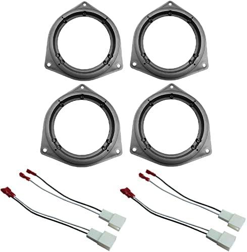 DKMUS 2 x Pairs 6.5" Car Door Speaker Adapter Plates for Toyota Venza Solara RAV4 Camry Celica Echo Corolla Highlander 4 Runner Tundra Sequoia Yaris Prius Avalon Stand Ring Kit 1 Pair + Wiring Harness