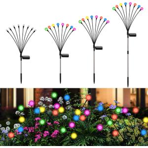 Solar Firefly Lights Outdoor Waterproof,8 Mode RGB Color Changing Firefly Swaying Solar Lights Stakes for Outside Christmas Holiday Yard Patio Plant Landscape Garden Decor 4 Pack(Multicolor)