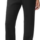 Women's 30" Wide Leg Sweatpants with Pockets High Waisted Sweat Pants Stretch Casual Lounge (Black, M)