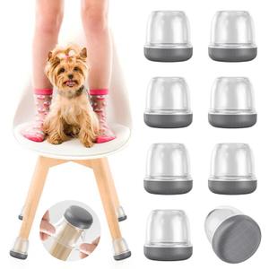 Clear Chair Leg Floor Protectors for Carpet Hardwood Floors, Upgraded Chair Leg Caps with Graphene Fabric Bottom, No Cat/Dog Hair Clinging, 16 Pcs Furniture Leg Feet Covers Reduce Noise (Fit 1"-1.2")