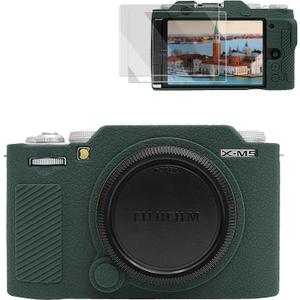 VOVMOEYA Camera Case for Fujifilm XM5 X-M5, for XM5 Camera Silicone Case, with 2PCS 0.25mm Ultra Thin Screen Protector, Shockproof and Scratch-Resistant,Green