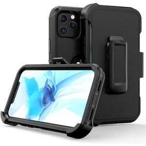 Funda de telfono para iPhone 12 Pro Max, resistente, resistente a prueba de golpes, funda protectora con clip para cinturn para Apple iPhone 12 6.7 5G 2020 (negro)