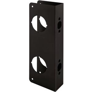 Prime-Line U 10750 Brass Lock and Door Reinforcement Plate for 1-3/4 In. Thick Doors, Bronze Finish (Single Pack)