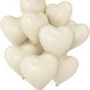 White Heart Balloons,10Pcs 18Inch Cream White Foil Heart Shaped Balloons