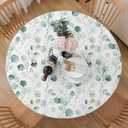 Round Tablecloth Fitted Elastic Edge Patio Table Covers Wrinkle Resistant Polyester Table Cloth for Picnic Camping Indoor and OutdoorWatercolor Eucalyptus Leaves 36"-44"