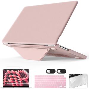 Designed for MacBook Pro 14 Inch Case 2021 2022 2023 2024 2025 Release A3434 A3112 M5 A3112 A3401 A3185 M4 A2918 A2992 M3 A2779 M2 A2442 M1 Pro/Max Protective Premium Leather Case, Pink