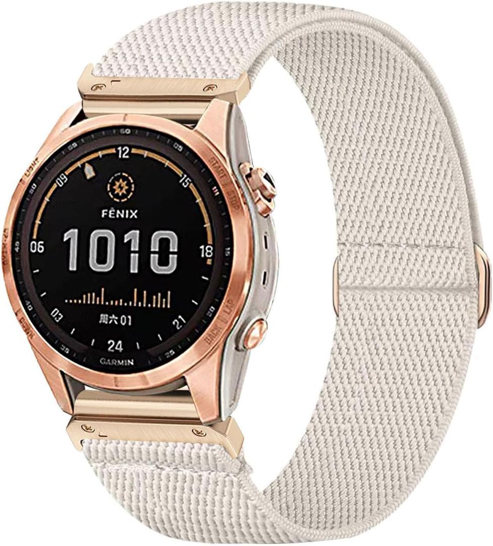 Stretchy Watch Bands Compatible with Garmin Fenix 8 43mm/Fenix 7S / Fenix 6S / Fenix 5S / epix Pro 42mm, Quick Fit 20mm Nylon Elastic Fabric Strap for Garmin Approach S70 42mm