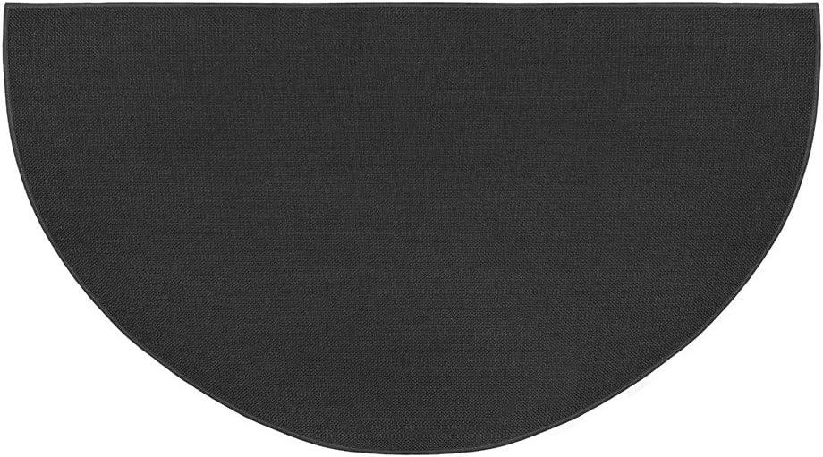 Plow & Hearth 32"x60" Half Round Fireproof Hearth Rug | 2 Layer Fiberglass Mat | Protect Hardwood/Carpet from Sparks & Embers Wood Stove (Charcoal)