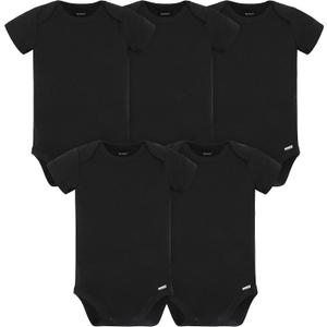 Gerber baby-boys 5 Pack Onesies Multi-packs Bundle Interlock 180 Gsm (3-6 Months, Black)