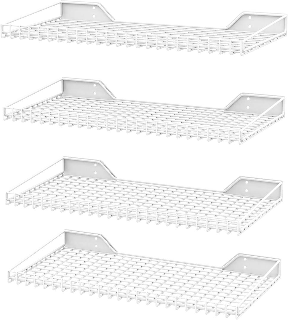Ultrawall Wall Mounted Storage Shelf for Garage, 4 Pack Metal Shelf Rack, Heavy-Duty Wall Organizer Shelves Suitable for Shop, Shed, Garage 23.5inch x 12inch(White), 23.6 Inches X 12.2 Inches X 1.95 Inches