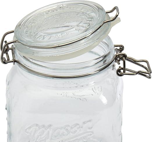 Mason Craft & More Airtight Kitchen Food Storage Clear Glass Clamp Jars