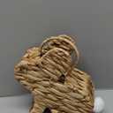 Chengu Wicker Easter Bunny Basket with Handle 9.8 x 8.7'' Handmade Bunny Rattan Woven Basket Cute Small Rabbit Picnic Hamper for Egg Hunt Candy Gifts Flower Fruit Organizer Table Decoration Storage