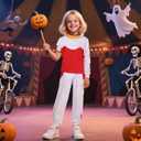 Zombies Girls Costume Kids Nova Halloween Cosplay Cheerleader Skirt Dress Uniform Uniform Set for 3-12 (8-9years/140)