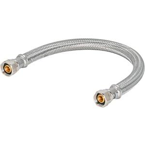 Set of 3 Pack, Eastman 16 Inch Steel-Flex Flexible Faucet Connector, 3/8 Inch x 3/8 Inch Compression Connection, Braided Stainless Steel Faucet Supply Line, 48074