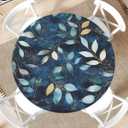 COTAIL Round Tablecloth with Elastic Edge, 36-60Inch Waterproof Table Cloth for Dinner, Outdoor, Picnic, 60inch, Blue Marble and Leaves