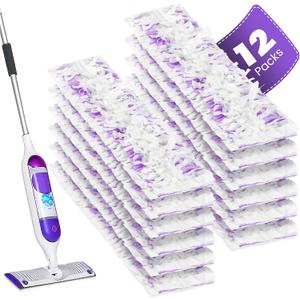 12 Pack Power Mop Refills Compatible with Swiffer Power Mop, for Swiffer Wet Pads Refill, for Floor Cleaning, Unscented (12p Disposable Purple)