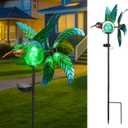 Bshine Hummingbird Solar Light Wind Spinner Outdoor Garden Decoration, Waterproof Garden Stake with Cracked Glass Ball, Gift for Mom, Lawn Ornaments for Pathway, Patio, Yard Decor Outdoor