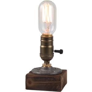 OuXean Vintage Table Lamp, Industrial Nightlight Steampunk Desk Lamp with E26 Antique Lamp Holder for Bedroom Living Room Home Art Display Cafe Bar Studio Antique Decor, Push Button(Without Bulb)