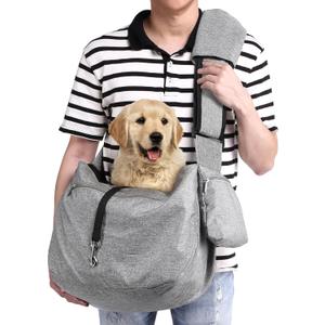 Ownpets Pet Sling Carrier, Fits 15 to 25lbs Extra-Large Dog/Cat Sling Carrier Reversible and Hands-Free Dog Bag with Adjustable Strap and Pocket Shoulder Pad for Outdoor Travel Hiking (Grey)