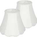 2-Pack White Bell Lamp Shades – Scalloped Petal Edge, 6.69×12.8×10.04 inch Fabric Lampshade for Table Lamps (Spider Fitter), Perfect for Scandinavian-inspired to Transitional decor, Easy Assembly
