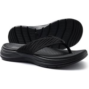 KIDMI Women's Arch Support Flip Flops with Soft Cushion Comfortable Summer Beach Slip On Walking Thong Sandals (Black, L) 5.5-6