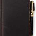 Handmade Leather A6 Notebook Cover Compatible for Leuchtturm 3.6 x 5.9 in, Refillable Travel Journal Case for Men & Women, Compatible with Moleskine Hobonichi Pocket Planner (Dark Brown)