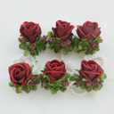 2 x MAFELOE Boutonniere Corsage Set, Artificial Flowers Accessories for Wedding Prom Party Homecoming Celebration Suit Decorations-2 Pieces Burgundy+Green