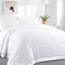 HOMBYS Down Alternative Blanket Oversized King 120x120 for All Season, Lightweight Quilted White Bed Blanket with Satin Trim,Reversible Soft Microfiber Quilted Blanket