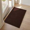Sunfly 2x3 Entryway Rug with Non Slip Rubber Backing Brown