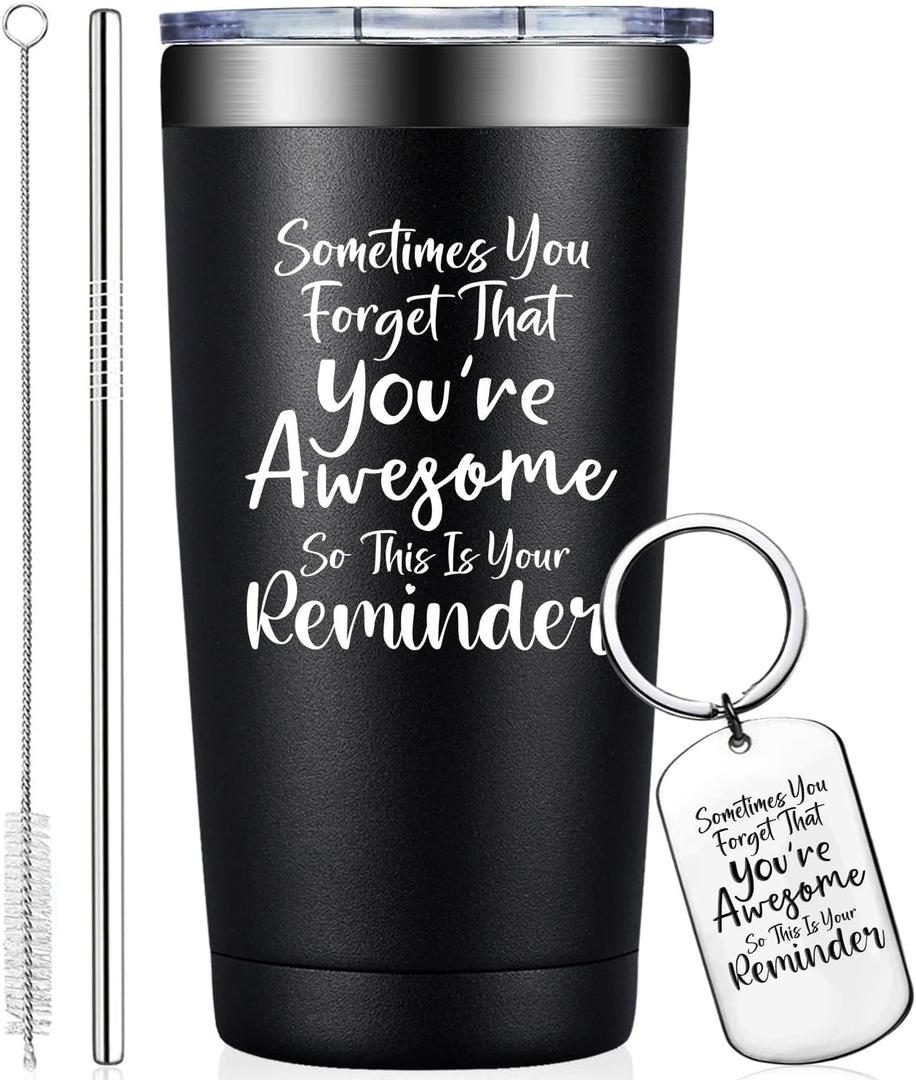 Grifarny Birthday Gifts for Men - Thank You Gift for Men - Inspirational, Christmas Gifts for Best Friends Male, Coworker, Son, Boss - Sometimes You Forget You're Awesome Tumbler Mug Cup 20oz (Black)