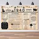 Back in 1940 Backdrop Large Wall Banner, Retro Style Happy 85th Birthday Wedding Anniversary 85 Years Class Reunion Poster Background for Men Women Party Decorations Supplies