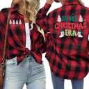 Womens Flannel Shacket Jackets Button Down Plaid Shirts Fashion Business Blouses Casual Fall Outfits Flannel Work Tops (Medium)