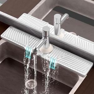 Diatomite Faucet Mat for Kitchen Sink - Fast Drying Sink Splash Guard, Multi-Slope Fast Self-Draining Stone Sink Mat for Kitchen Faucet, Sink Faucet Mat Splash Guard Keep Countertops Dry (23.6"x4.5")