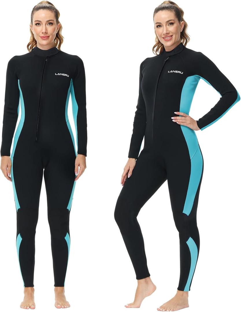 Wetsuit, 5/4mm Upgrade CR Neoprene Wetsuits for Men and Women, Ideal Thermal Wet Suit in Cold Water, Front Zip for Surfing Snorkeling Diving Swimming (Large)