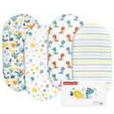 Gllquen Baby Bassinet Sheets 4 Pack, Breathable Cozy Fitted Mattress Sheet, Elastic Travel Crib Fashionable Floral Pattern, Standard Cradle Safe Sheets for Baby Boys Girls 32"x16"(Dinosaur)