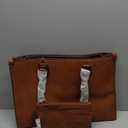 LOVEVOOK Laptop Tote Bag for Women, 15.6 Inch Large Capacity Vintage Leather Work Computer Bag, Business Casual Shoulder Handbag, Dark Brown