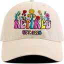Embroidered Retired 2025 Hat, Retirement Adjustable Cotton Breathable Baseball Cap, Retirement Gifts for Men Woman (One Size)