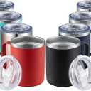 MEWAY 12oz Mix Color Mug With Handle 8 Pack Bulk, Stainless Steel Insulated Travel Tumblers With Sliding Lid, Double Wall Vacuum Camping Coffee Cup for Hot & Cold Drinks Tea (Mix, Set of 8)